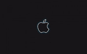 Glowing Apple Logo on Dark Background Minimalist Neon Outline Design HD wallpaper
