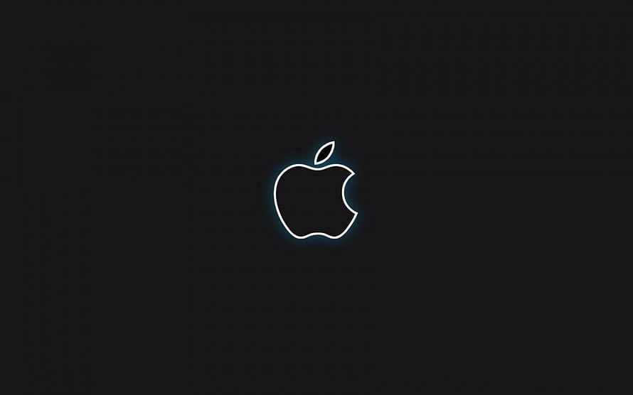 Glowing Apple Logo on Dark Background Minimalist Neon Outline Design HD wallpaper