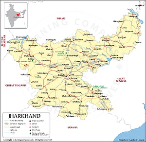 Detailed Political Map of Jharkhand State India with Cities and Highways HD wallpaper