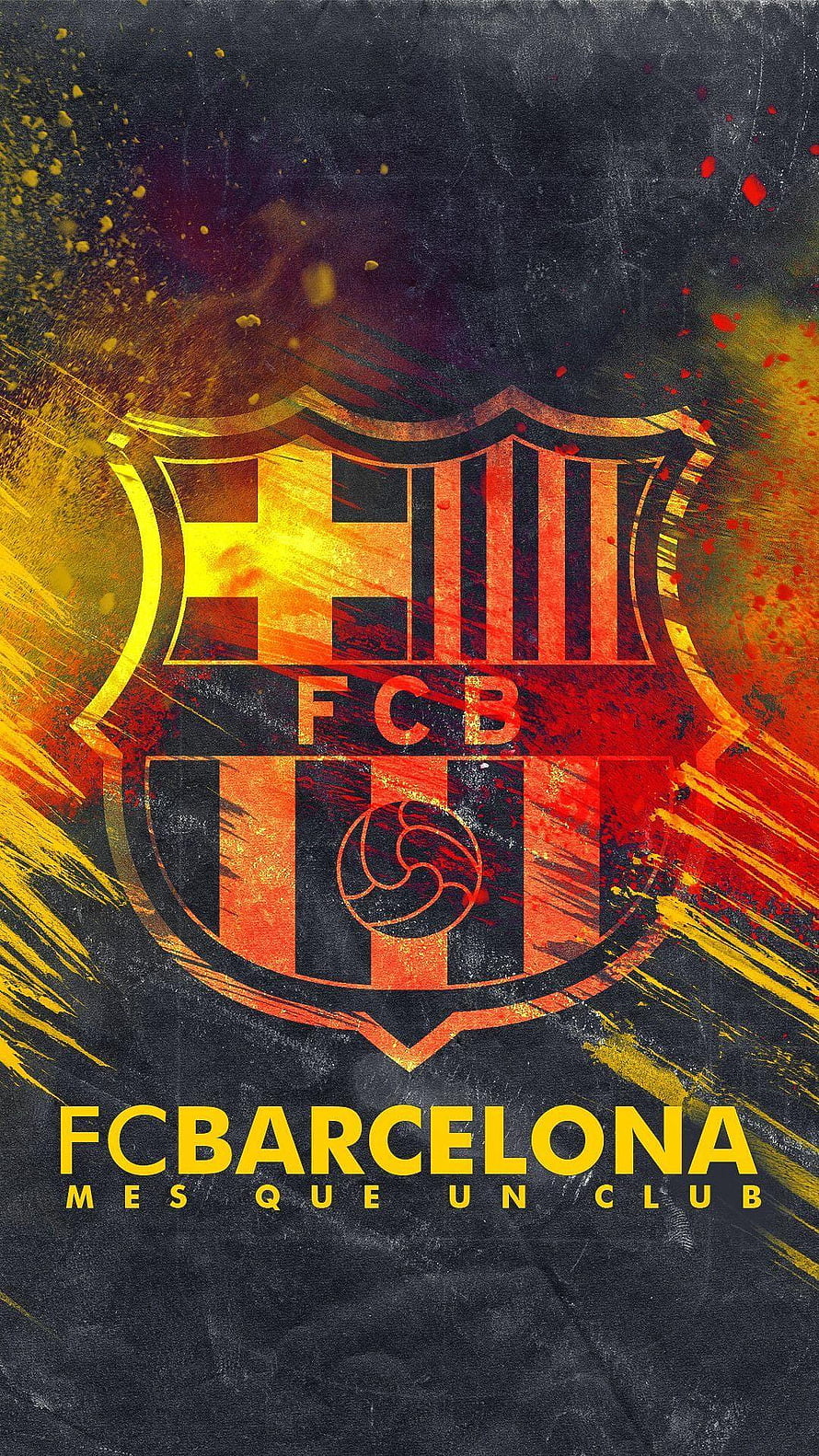 FC Barcelona Grunge Crest with Mes Que Un Club Motto on Dark Textured Background HD phone wallpaper