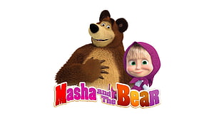 Masha and The Bear 3D Animated Characters on White Background HD wallpaper
