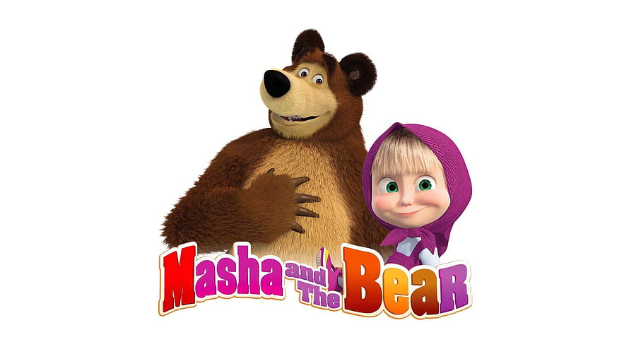 Masha and The Bear 3D Animated Characters on White Background HD wallpaper