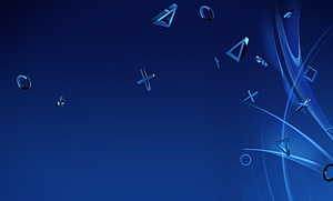 Abstract Blue Geometric Shapes with Curved Light Trails and 3D Elements HD wallpaper