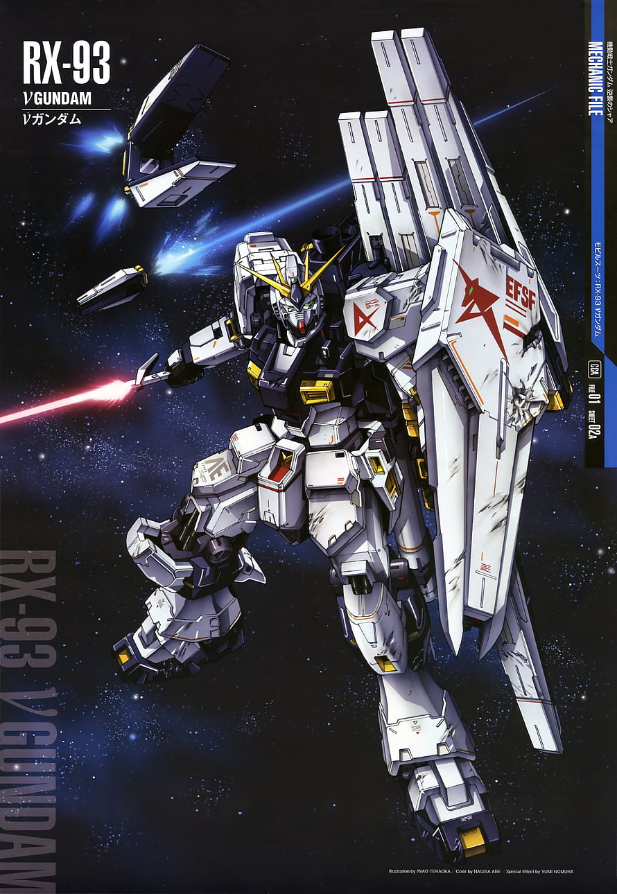 RX-93 V Gundam in Space Combat with Beam Rifle and Winged Armor HD phone wallpaper