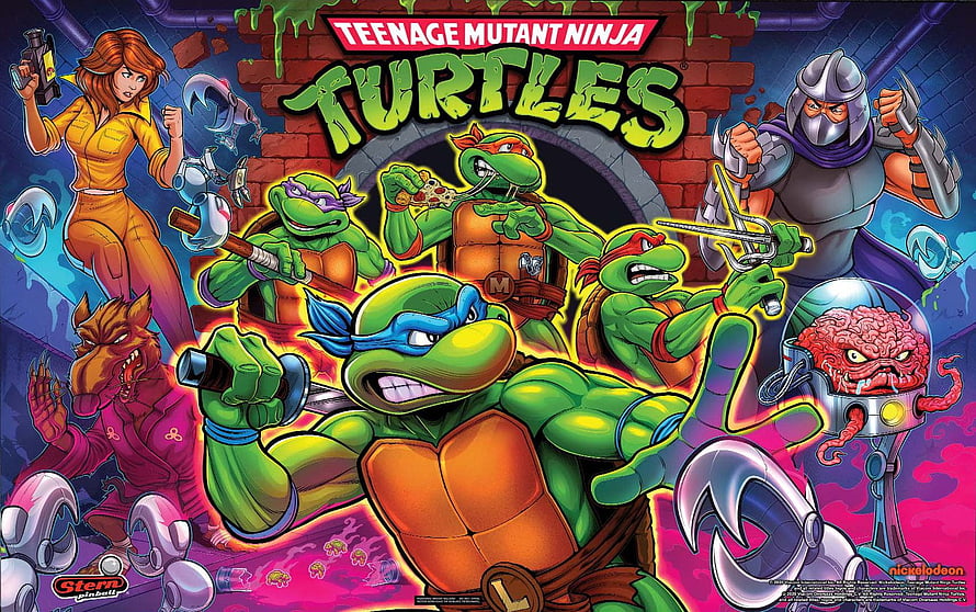 Teenage Mutant Ninja Turtles Comic Art Featuring Leonardo, Donatello, Michelangelo, Raphael, April O'Neil, and Shredder HD wallpaper