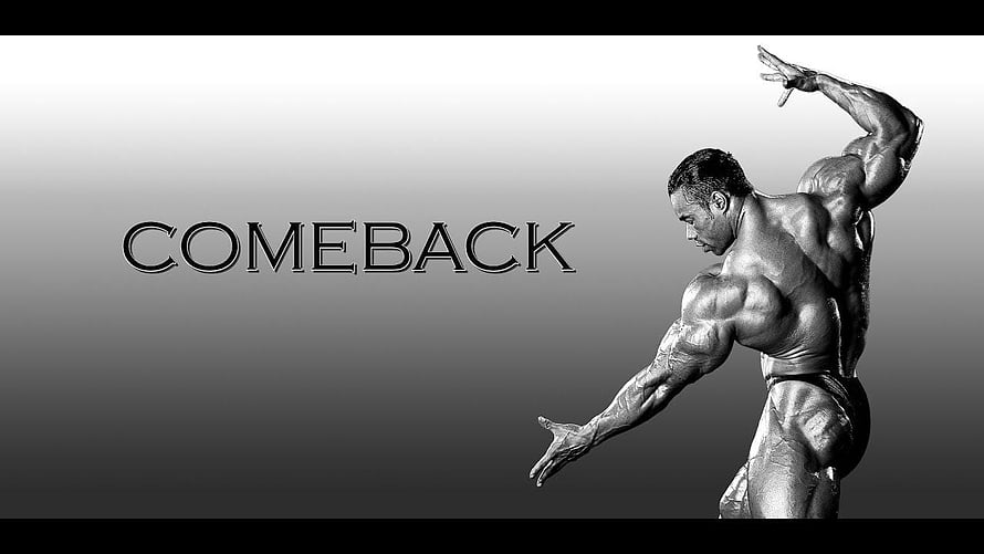 Kevin Levrone Bodybuilding Pose in Black and White with Comeback Text HD wallpaper