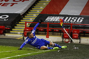 Jamie Vardy Celebrates on the Pitch with a Rainbow Flag HD wallpaper
