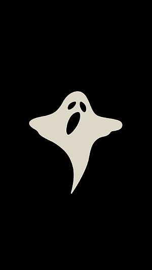 Minimalist White Ghost Icon on Black Background for Halloween Social Media HD phone wallpaper