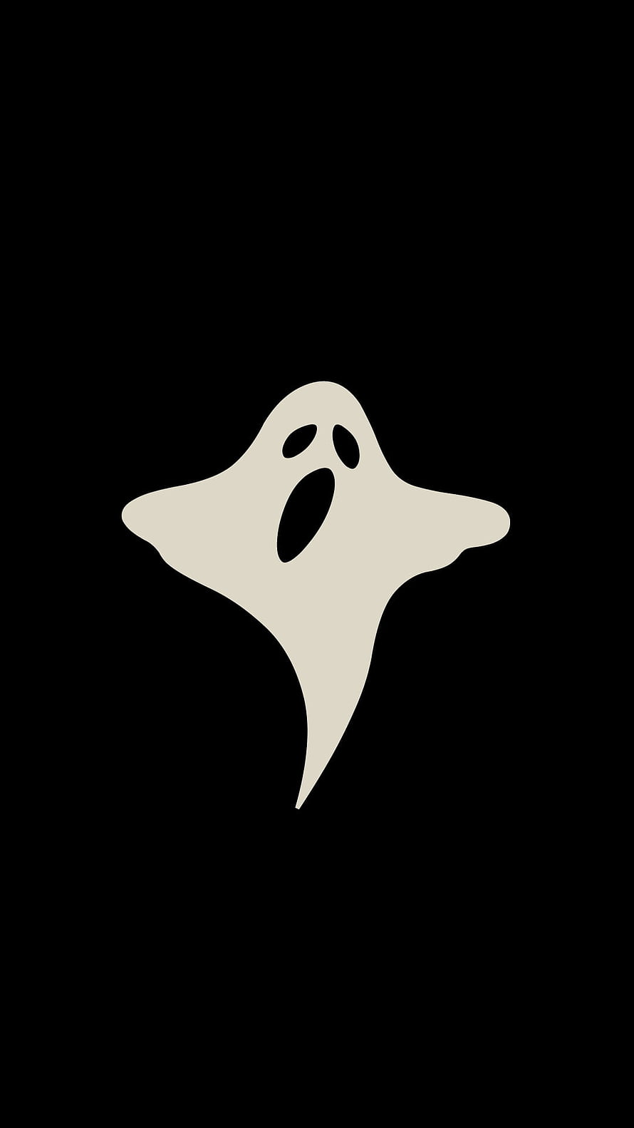 Minimalist White Ghost Icon on Black Background for Halloween Social Media HD phone wallpaper
