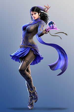Zafina from Tekken in a flowing blue outfit holding a glowing orb HD phone wallpaper