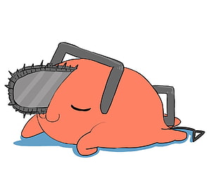 Pochita Sleeping with Chainsaw Head in Cute Cartoon Style HD wallpaper
