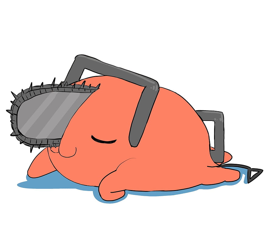 Pochita Sleeping with Chainsaw Head in Cute Cartoon Style HD wallpaper