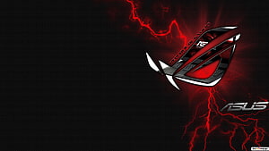 Asus ROG Gaming Laptop with Red Lightning on Black Background HD wallpaper