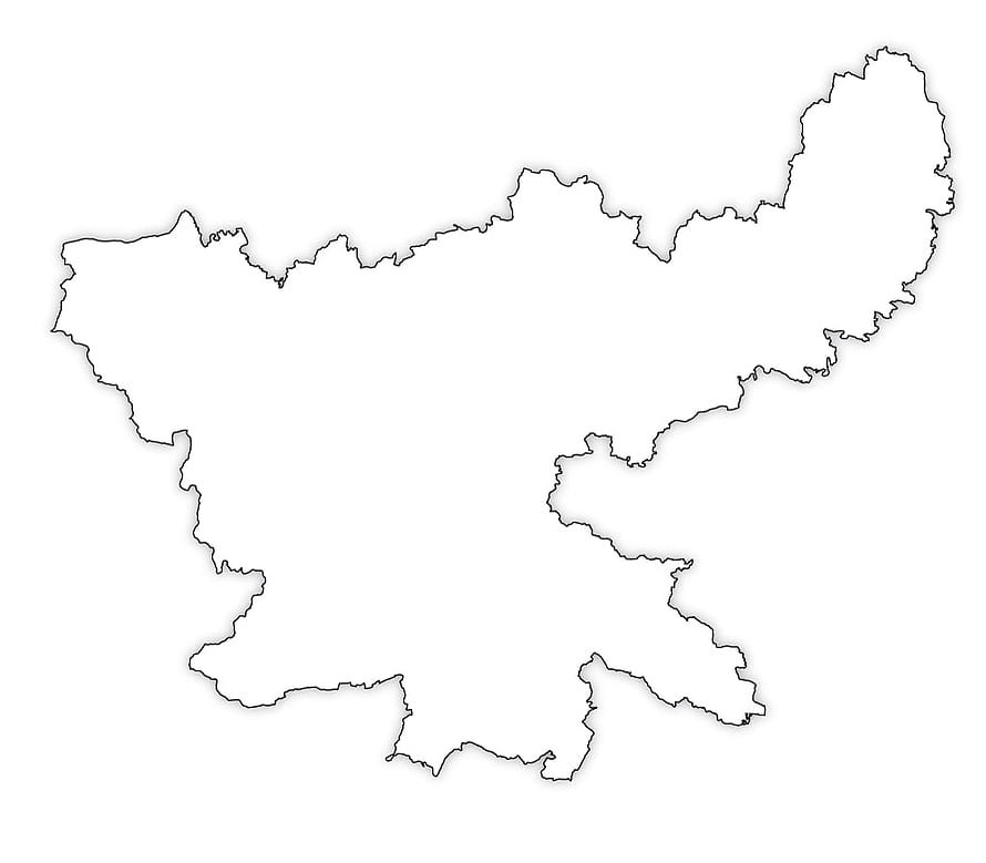 Jharkhand State Outline Map with Clean Black Border on White Background HD wallpaper