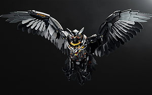 Asus ROG Strix Mechanical Owl with Spread Wings and Glowing Orange Accents HD wallpaper