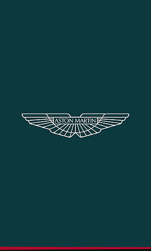 Aston Martin Winged Logo Minimalist Design on Dark Teal Background HD phone wallpaper