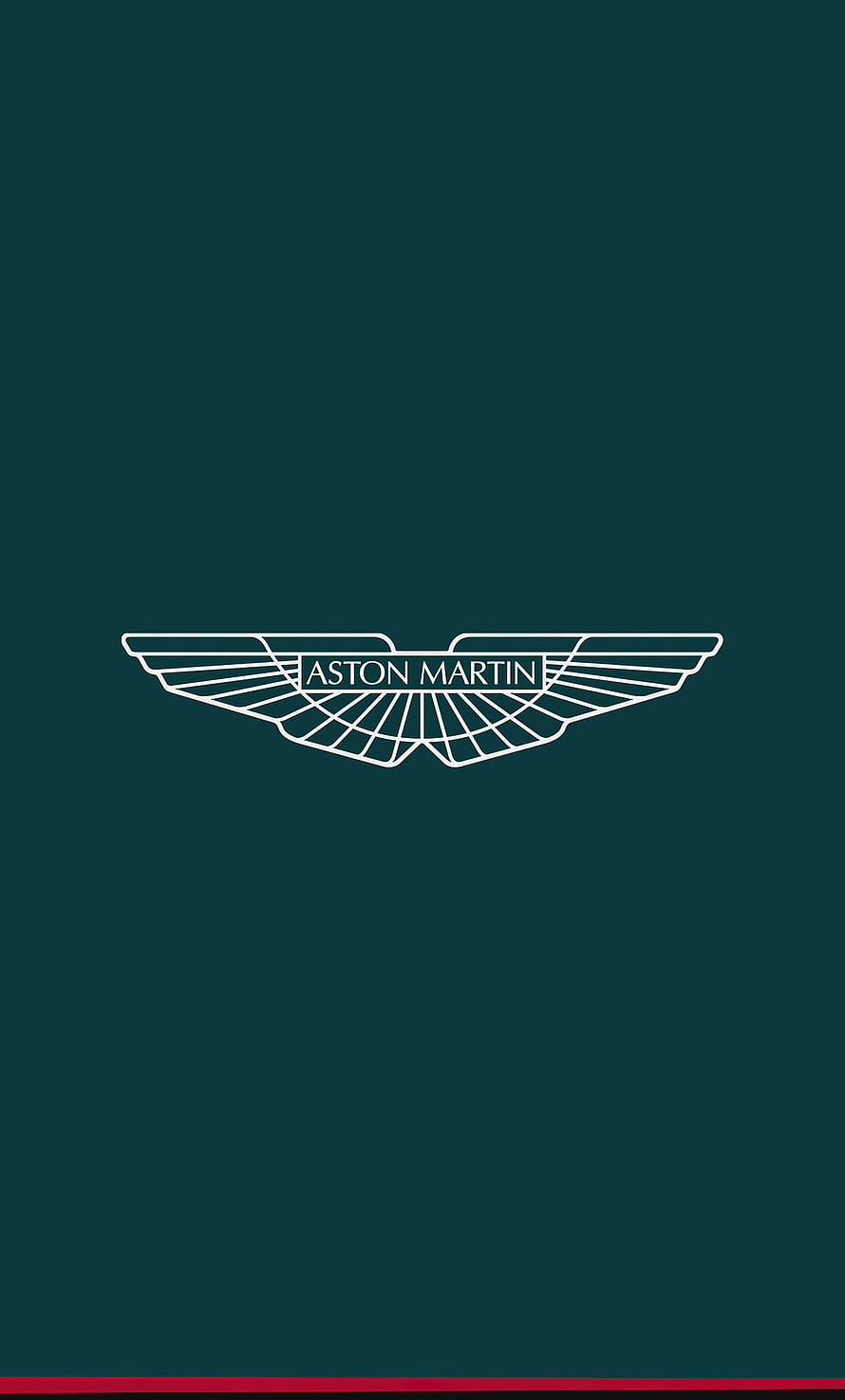 Aston Martin Winged Logo Minimalist Design on Dark Teal Background HD phone wallpaper