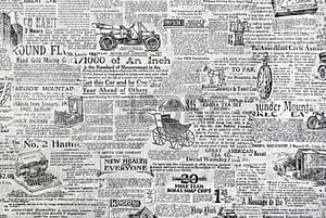 Vintage 1900s Newspaper Collage with Early Automobile and Product Advertisements HD wallpaper
