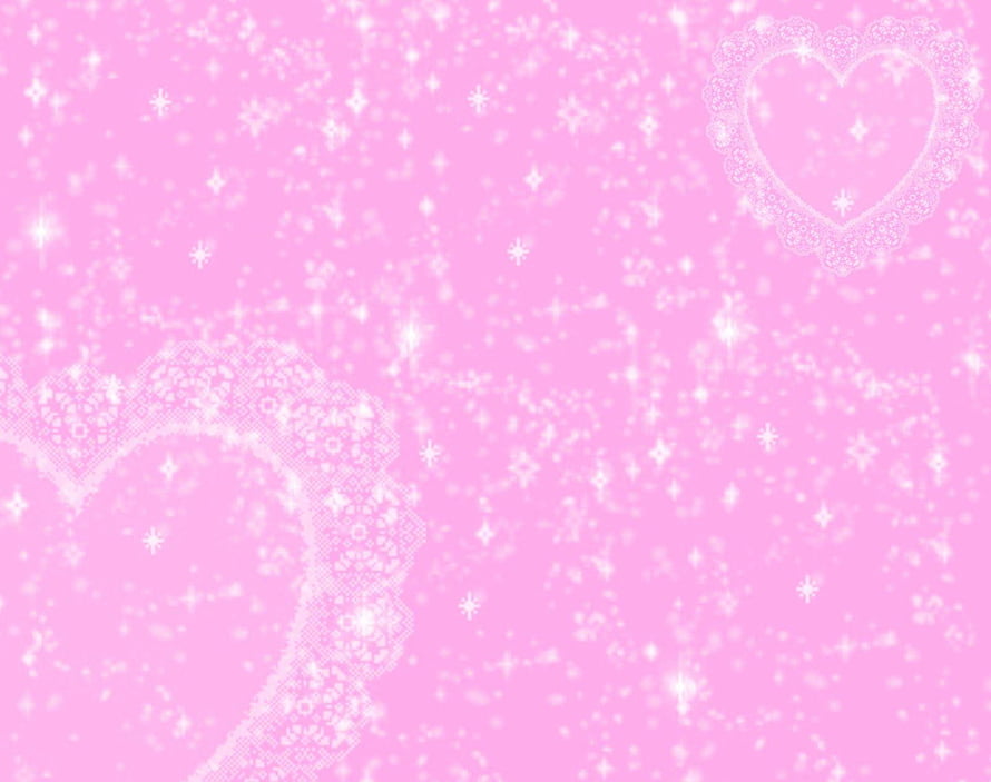Barbie Pink Lace Heart Pattern with Sparkling Snowflakes and Soft Glowing Stars HD wallpaper