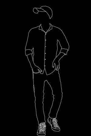 Minimalist White Line Art of a Man in a Cap and Button-Down Shirt on Black Background, Alone boy by ashsanle, black attitude HD phone wallpaper
