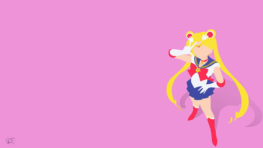 Sailor Moon Anime Character in Classic Sailor Uniform on Pink Background HD wallpaper
