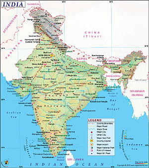 Detailed Physical Map of India Showing Major Cities, Rivers, and Mountain Ranges HD phone wallpaper