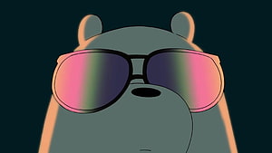Ice Bear from We Bare Bears Wearing Iridescent Sunglasses in a Stylized Close-Up Portrait HD wallpaper