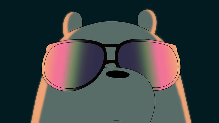 Ice Bear from We Bare Bears Wearing Iridescent Sunglasses in a Stylized Close-Up Portrait HD wallpaper
