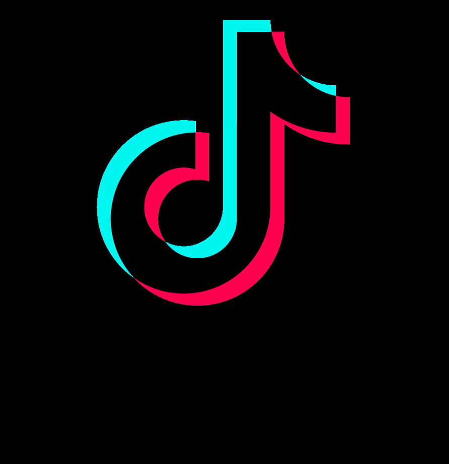 TikTok Logo Icon in Cyan and Pink on Black Background HD phone wallpaper