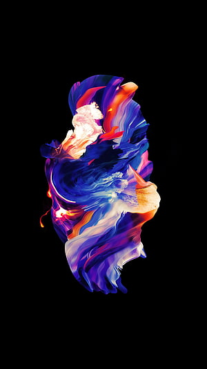 Vibrant Abstract Fluid Art with Swirling Blue, Purple, and Orange Ink on Black Background HD phone wallpaper
