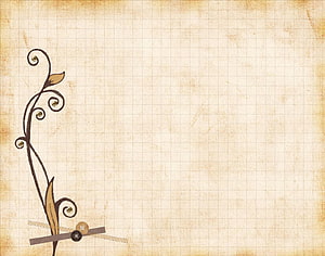 Vintage Floral Scroll Design on Aged Grid Paper with Rustic Texture HD wallpaper