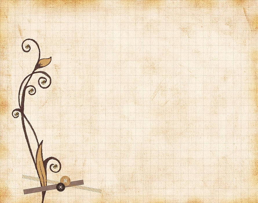 Vintage Floral Scroll Design on Aged Grid Paper with Rustic Texture HD wallpaper