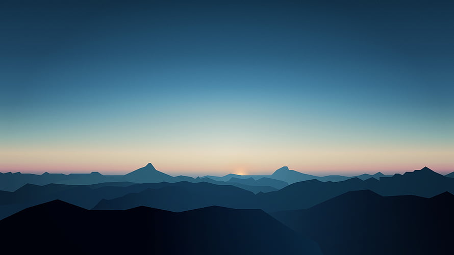 Minimalist Mountain Silhouette Landscape at Dawn with Soft Gradient Sky HD wallpaper