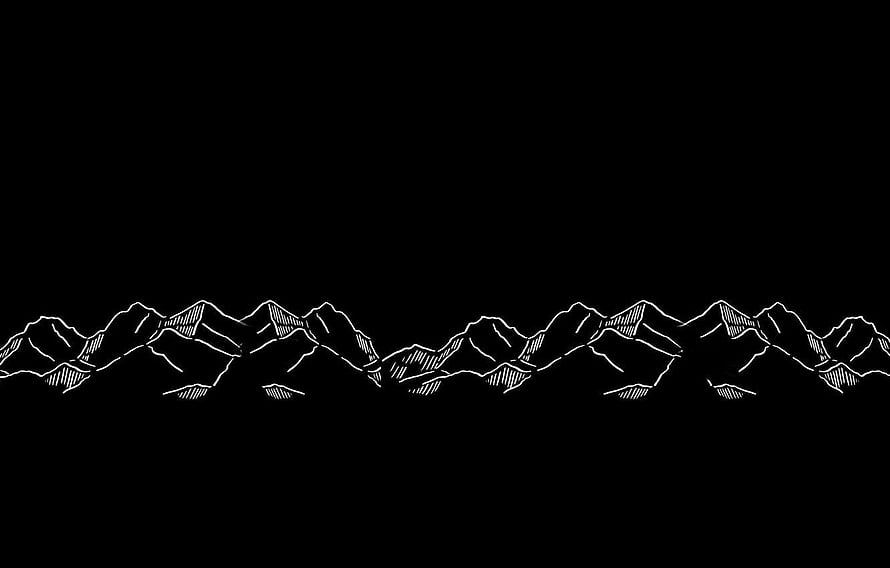 Minimalist White Line Art Mountain Range on Black Background HD wallpaper