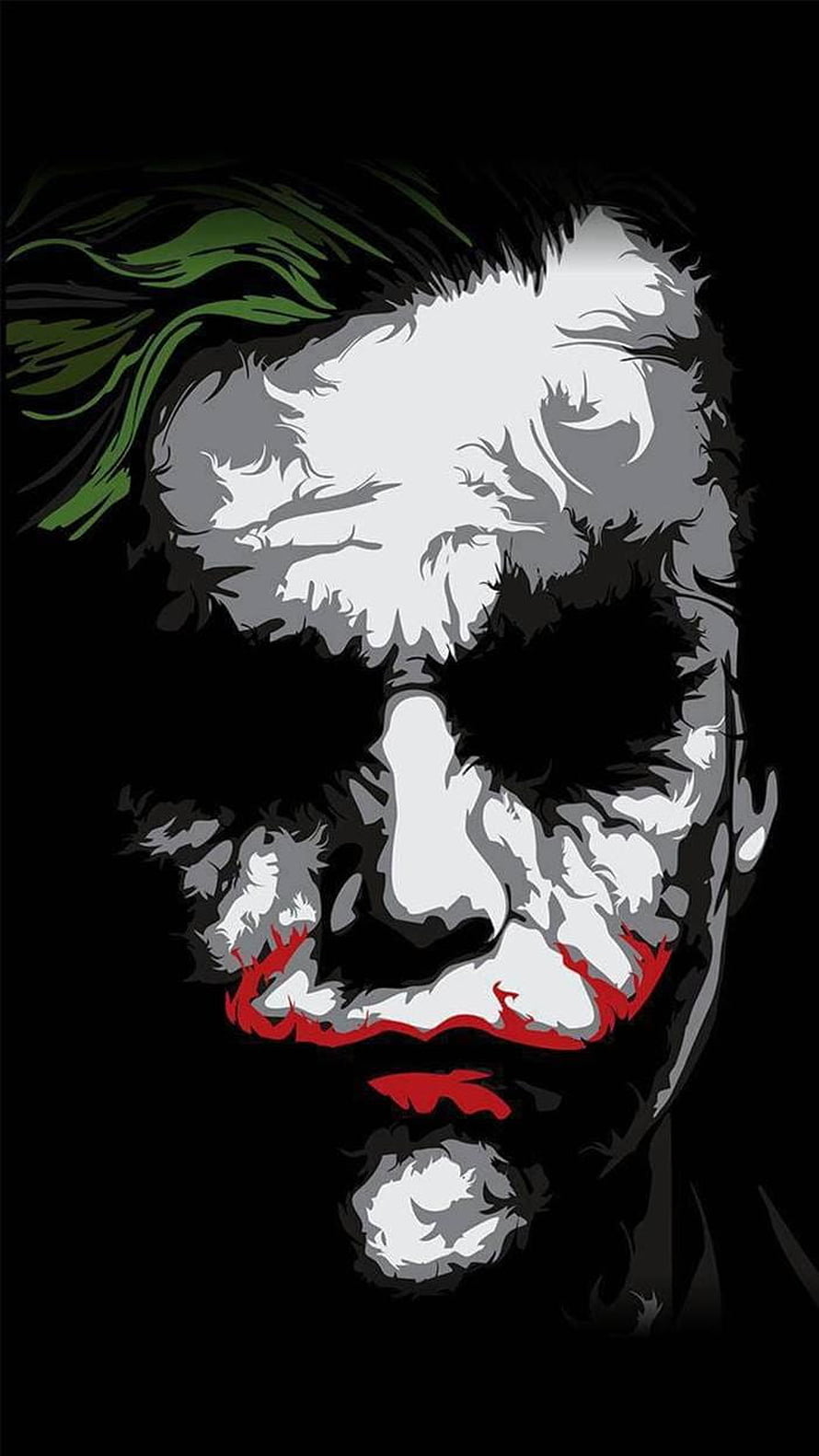 The Joker Dark Minimalist Portrait with Green Hair and Red Smile HD phone wallpaper