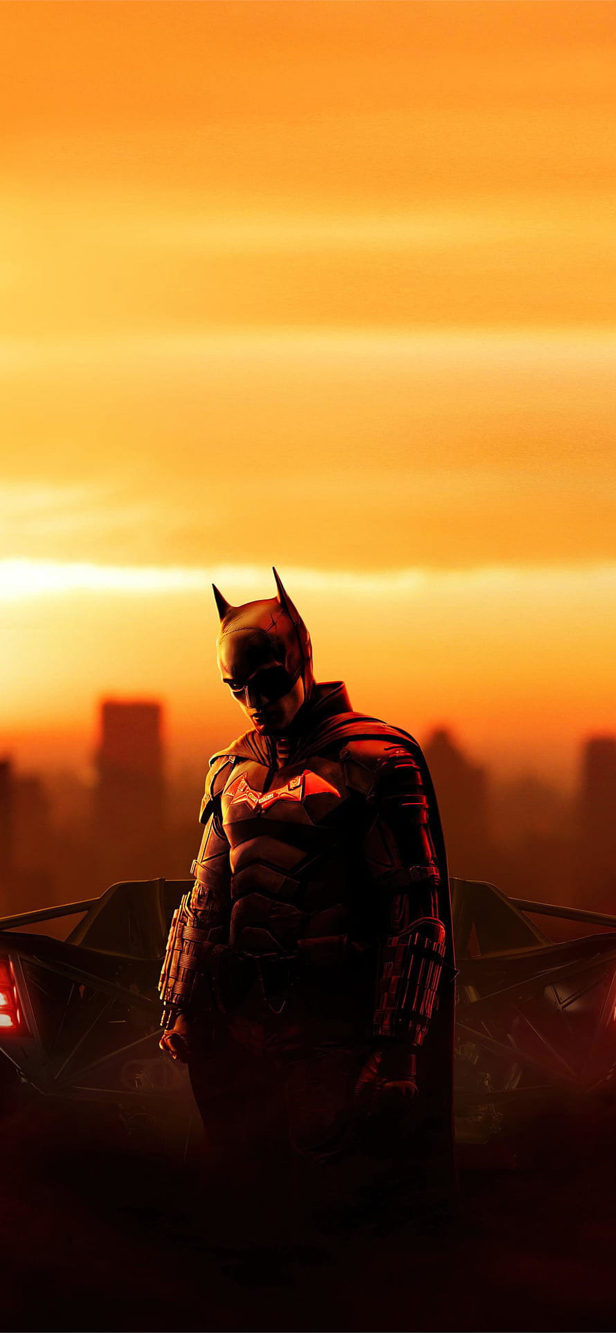 The Batman 2022 Movie Poster with Batmobile at Sunset, 2022 the batman movie , the batman 2022 ultra HD phone wallpaper