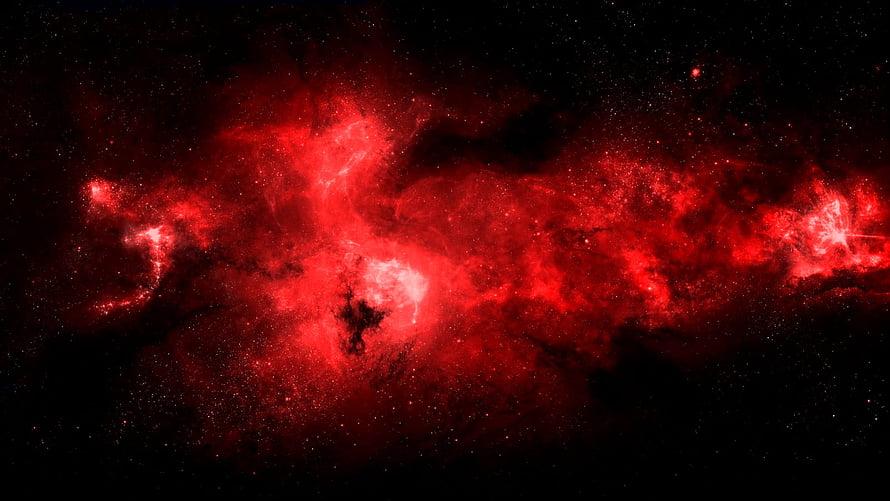 Vibrant Red Nebula Clouds in Deep Space with Scattered Stars HD wallpaper