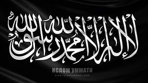 Tawheed Flag with White Arabic Calligraphy on Black Fabric Background HD wallpaper