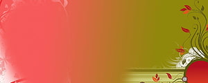 Warm Gradient Floral Banner Design with Red Leaves and Swirling Vines HD wallpaper