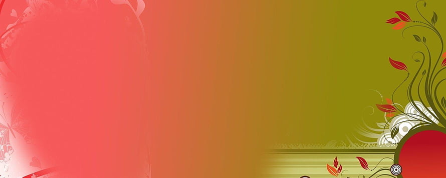 Warm Gradient Floral Banner Design with Red Leaves and Swirling Vines HD wallpaper