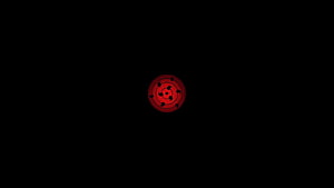 Glowing Red Sharingan Eye Symbol on Black Background HD wallpaper