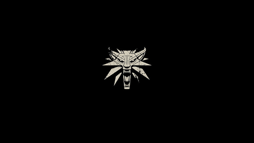 The Witcher 3 Wild Hunt Minimalist Wolf Emblem on Black Background HD wallpaper