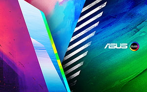 Vibrant Abstract Geometric Shapes With ASUS OLED Display Technology HD wallpaper