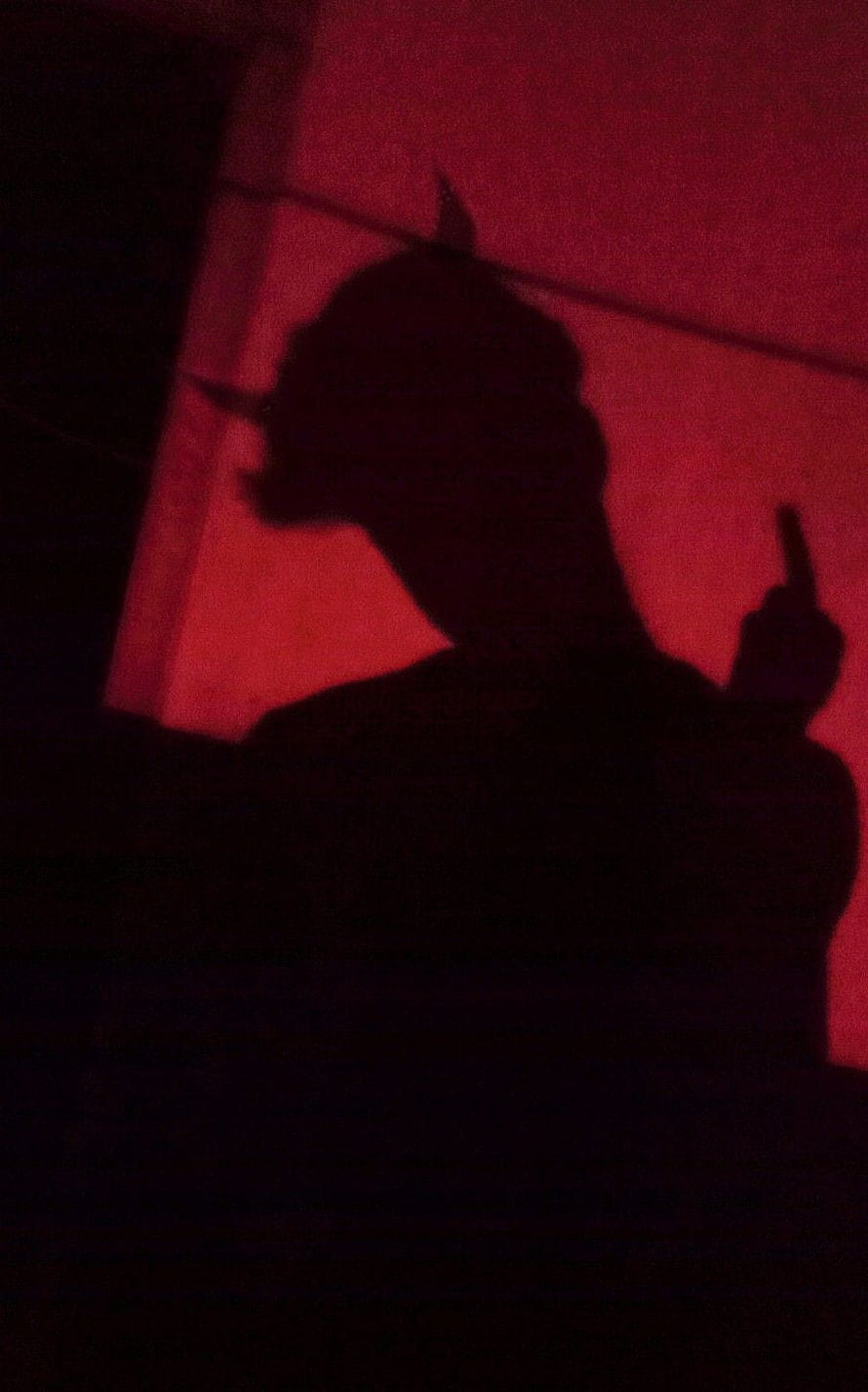 Red Devil Boy Silhouette with Horns and Gun in Dark Moody Atmosphere HD phone wallpaper