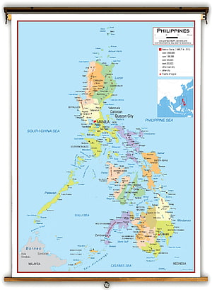 Philippines Political Wall Map with Regional Boundaries and Major Cities HD phone wallpaper