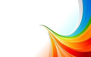 Vibrant Rainbow Wave Abstract Design on Clean White Background HD wallpaper