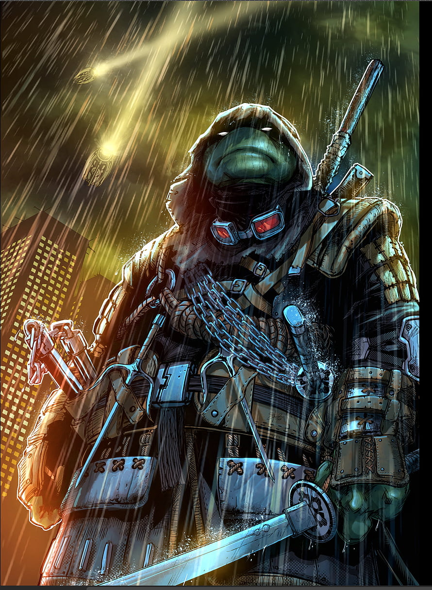 The Last Ronin: Armored Warrior in Rainy Cyberpunk City HD phone wallpaper