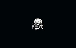 Minimalist White Skull and Crossbones Emblem on Solid Black Background HD wallpaper