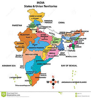 Colorful Political Map of India Showing All States and Union Territories with Capital Cities HD phone wallpaper