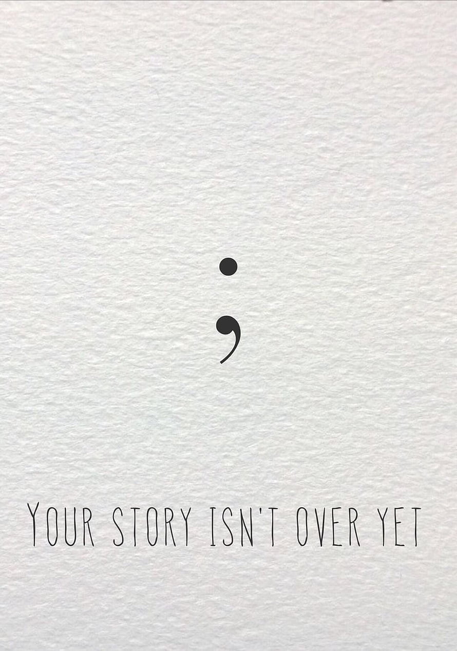 Minimalist Semicolon Symbol with Inspirational Quote on Textured Paper Background HD phone wallpaper